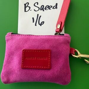 Parker Thatch Pink Suede Women's Clip on small zipper pouch